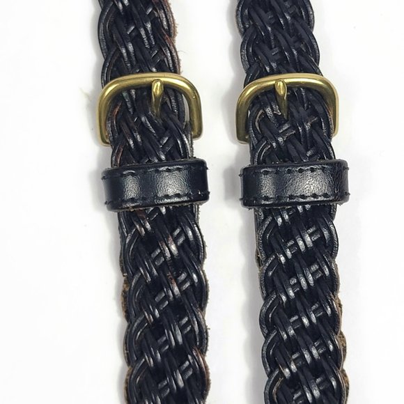 Martin Dingman Braided Leather Button Suspenders Black Very Nice Condition - Picture 12 of 14